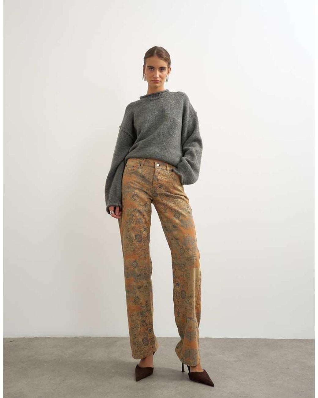 TOPSHOP Orange Ember Low Rise Straight Jean