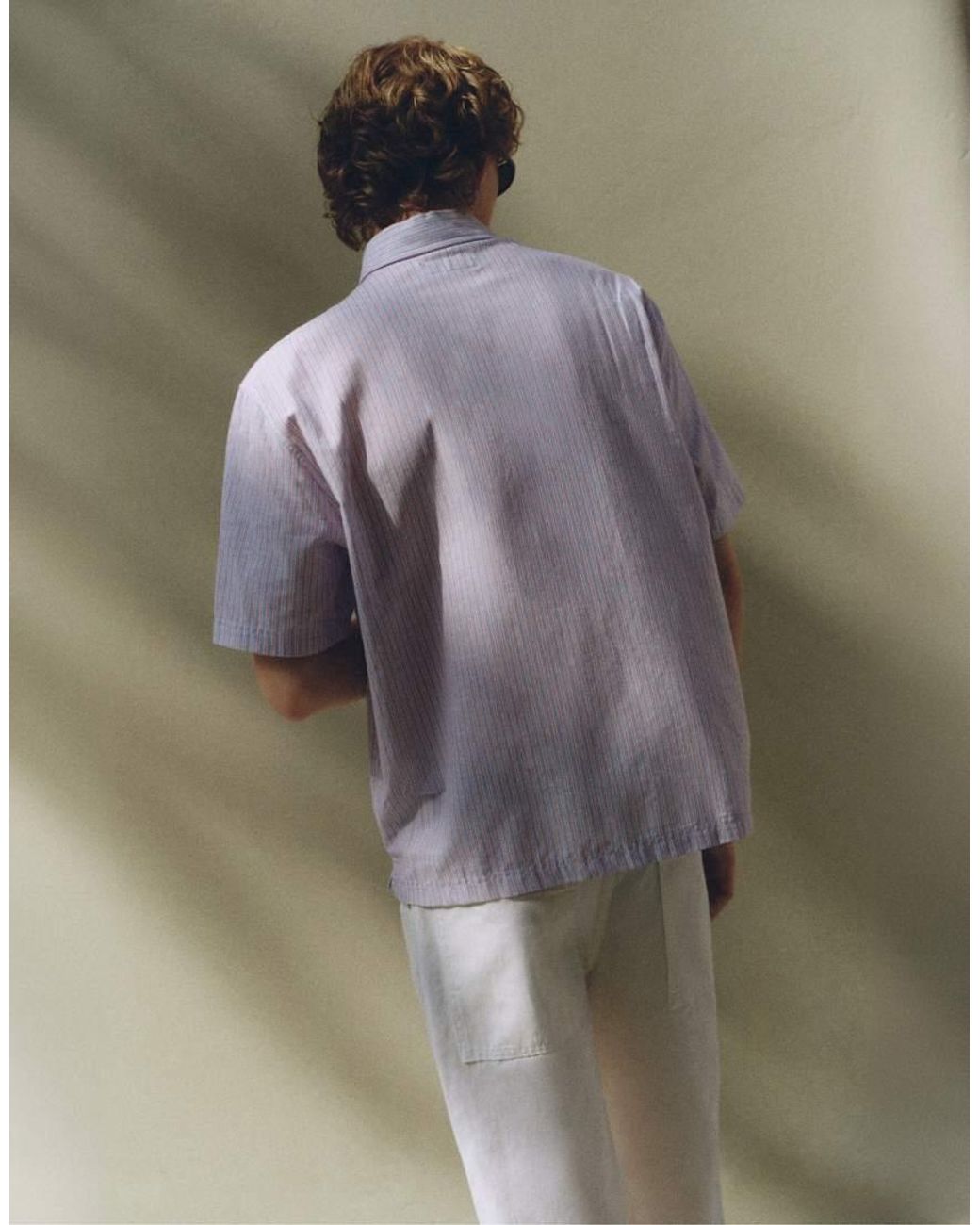 Pull&Bear Gray Striped Short Sleeve Shirt for men