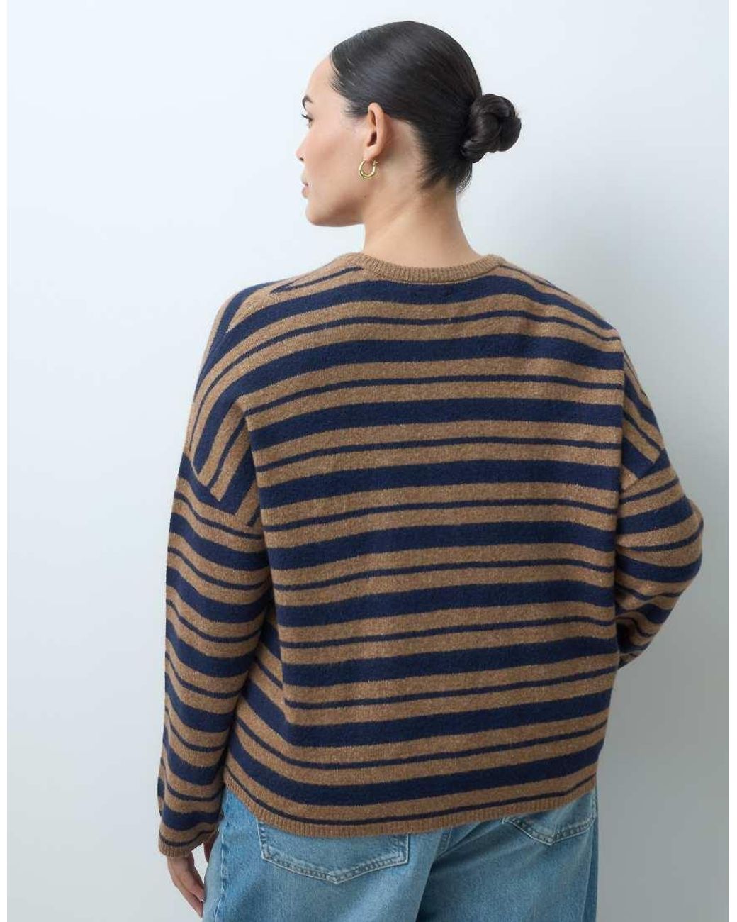 ASOS Blue Asos Design Curve Fluffy Relaxed Crew Neck Cardigan