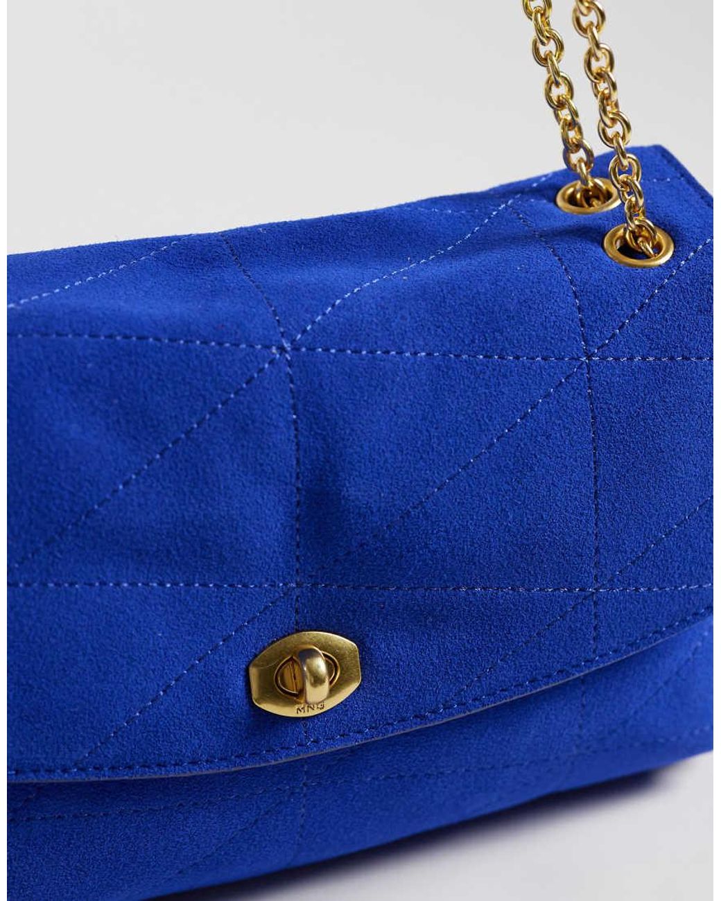 Mango Blue 100% Leather Shoulder Bag