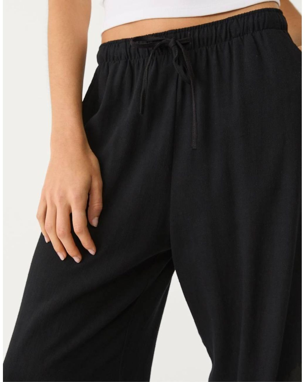 Stradivarius Black Petite Trousers With Linen