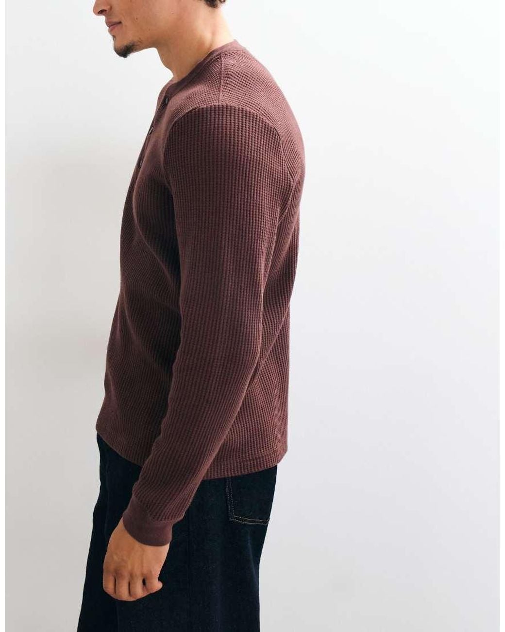 Abercrombie & Fitch Brown Waffle Henley Top for men