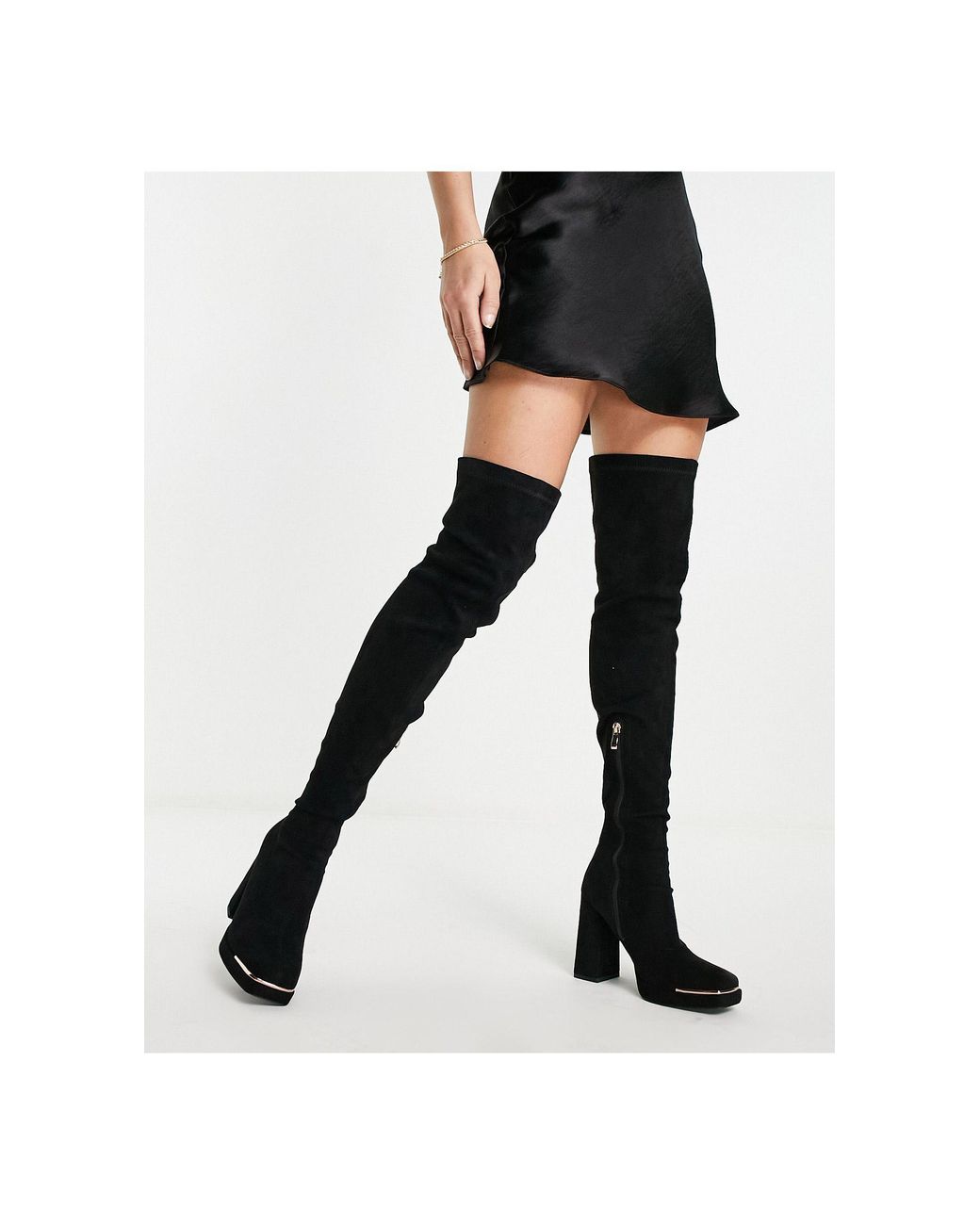 Annie Black Featured Zip Detail High Heel Ankle Boots | SIMMI London