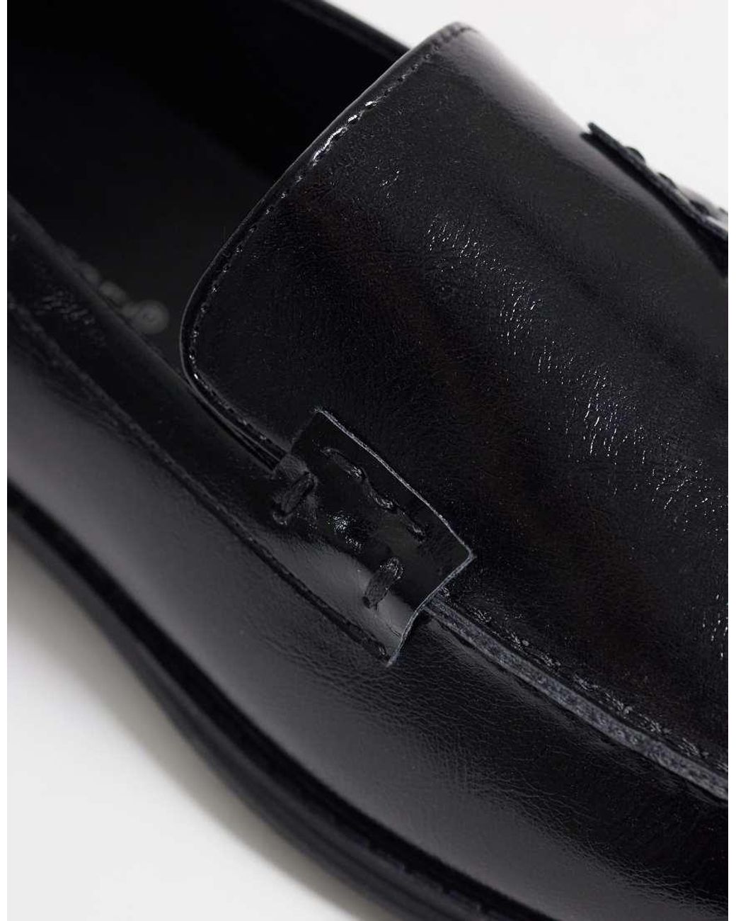 London Rebel Black Sian Square Toe Loafers