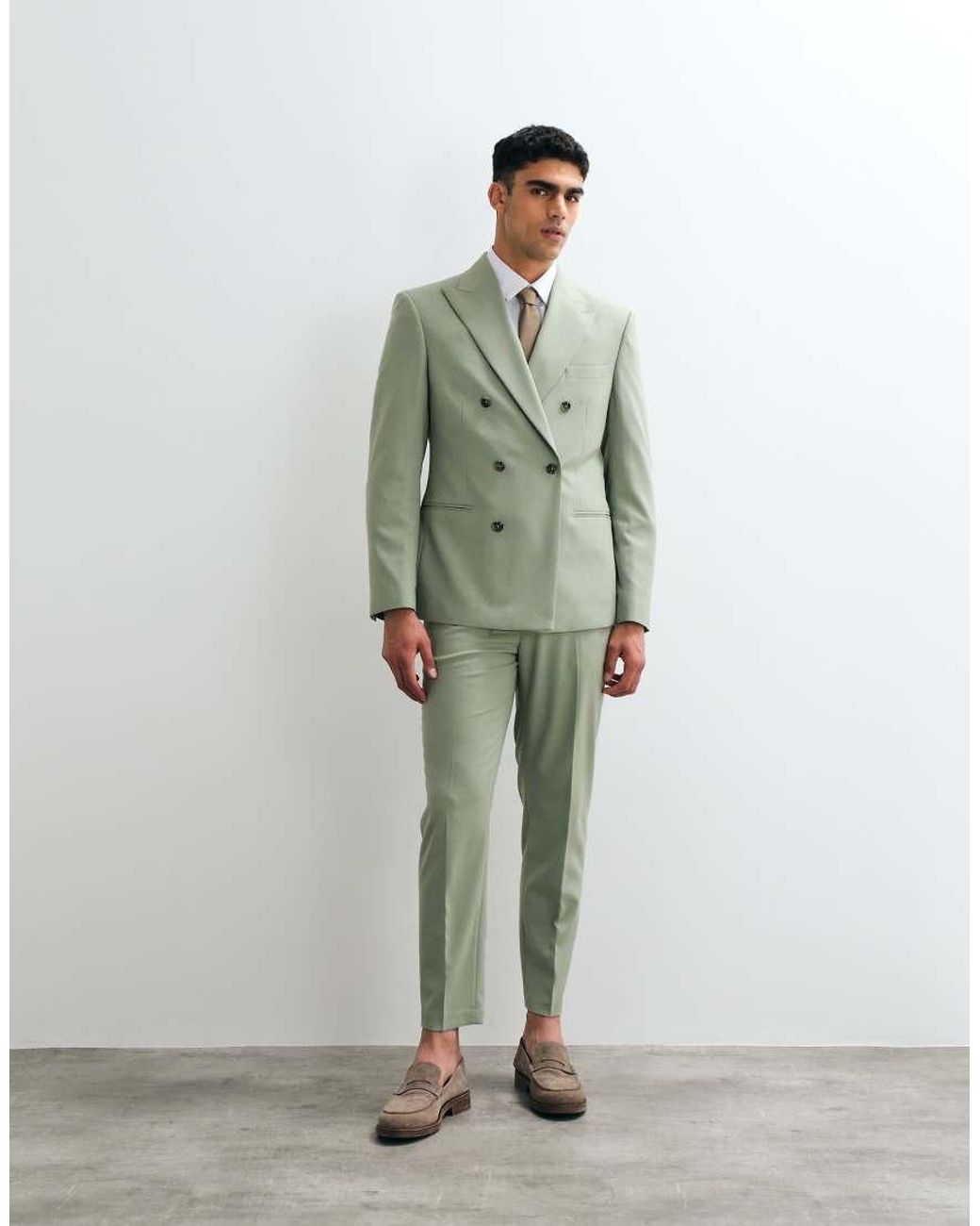 ASOS Green Slim Double Breasted Suit Jacket for men