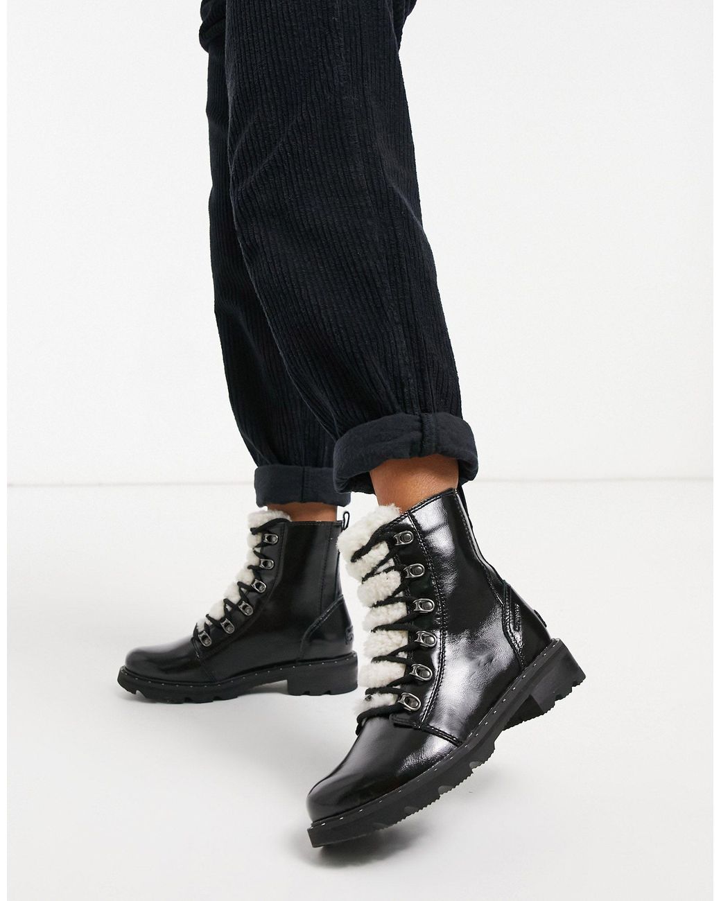 sorel lennox shearling lace boot