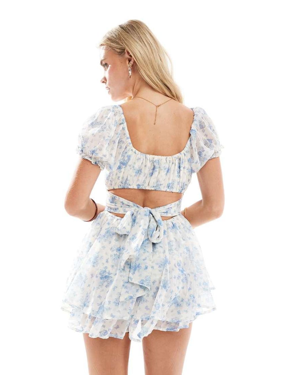 Tuta Corta Con Gonna A Balze di Miss Selfridge in White