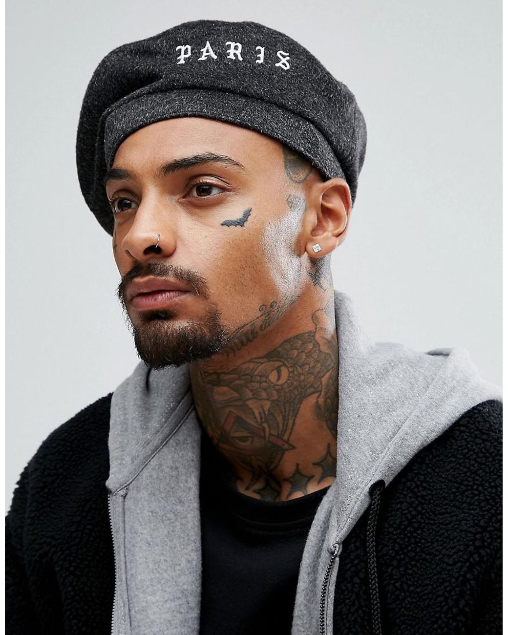 ASOS Asos Beret In Black With Paris Embroidery for Men | Lyst
