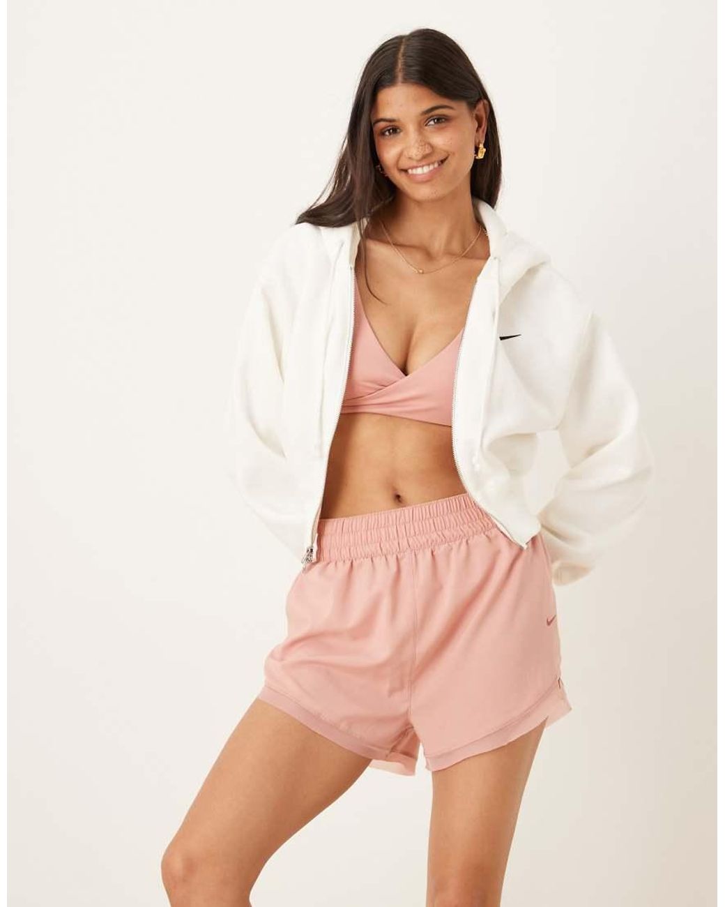 Nike Natural Nike One Training Dri-fit High Waisted 3 Inch Frilly Shorts