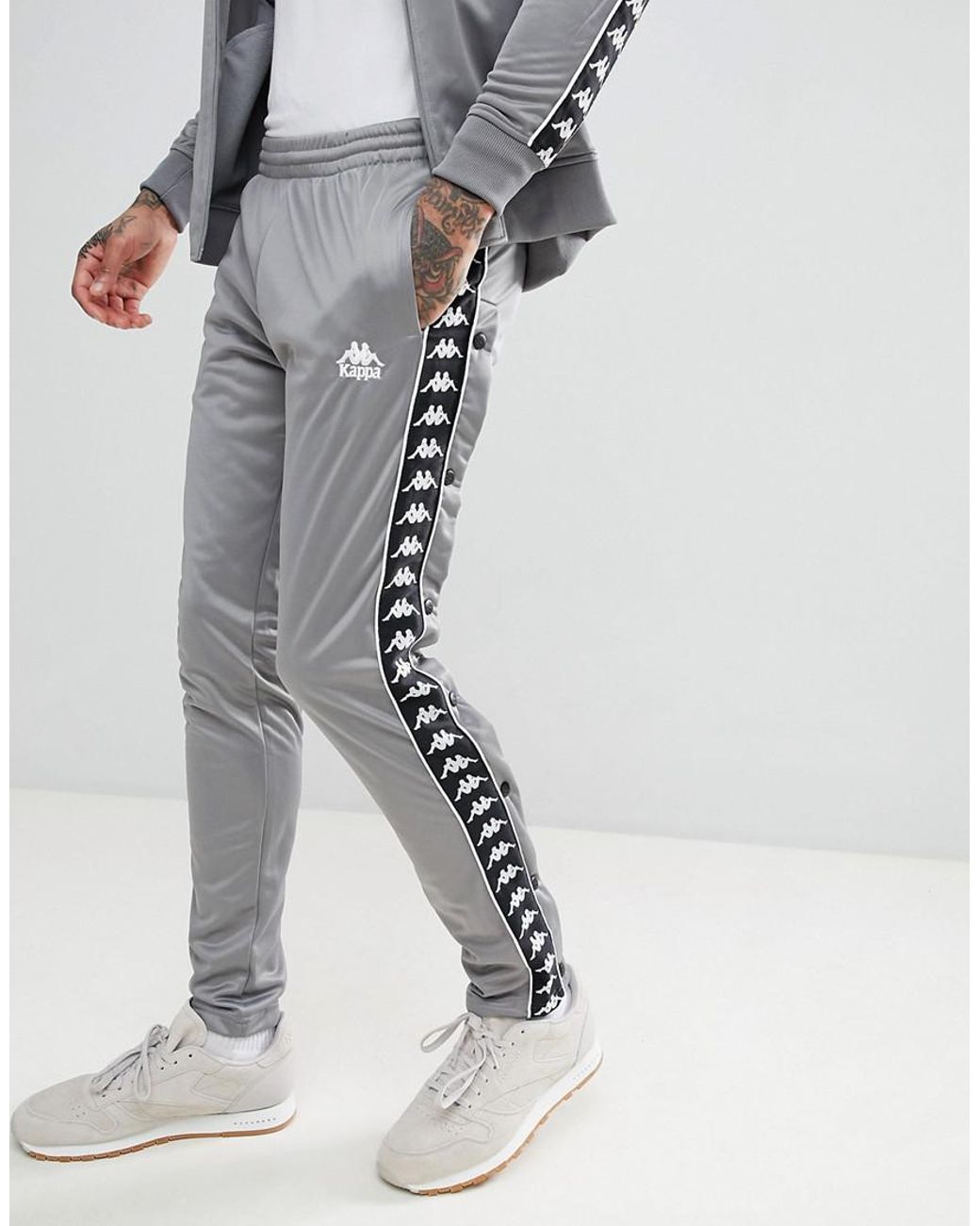 Kappa Joggers With Side Taping In Gray for Men Lyst
