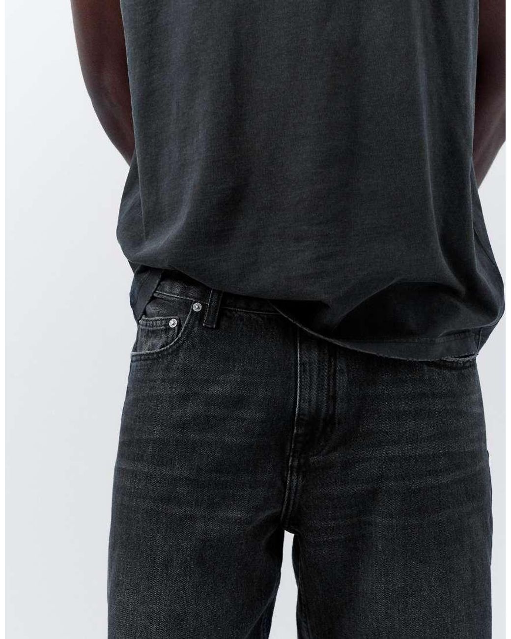 Pull&Bear White Standard Denim Bermuda Shorts for men
