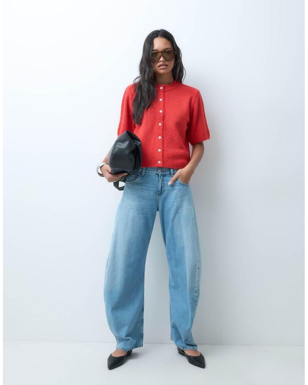 ASOS Red Lightweight Relaxed Short Sleeve Cardigan