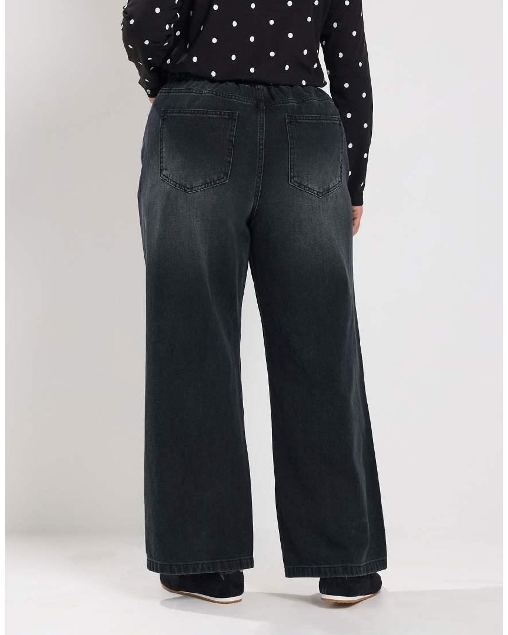 Yours Clothing Blue Tie Waist Wide Leg Jeans