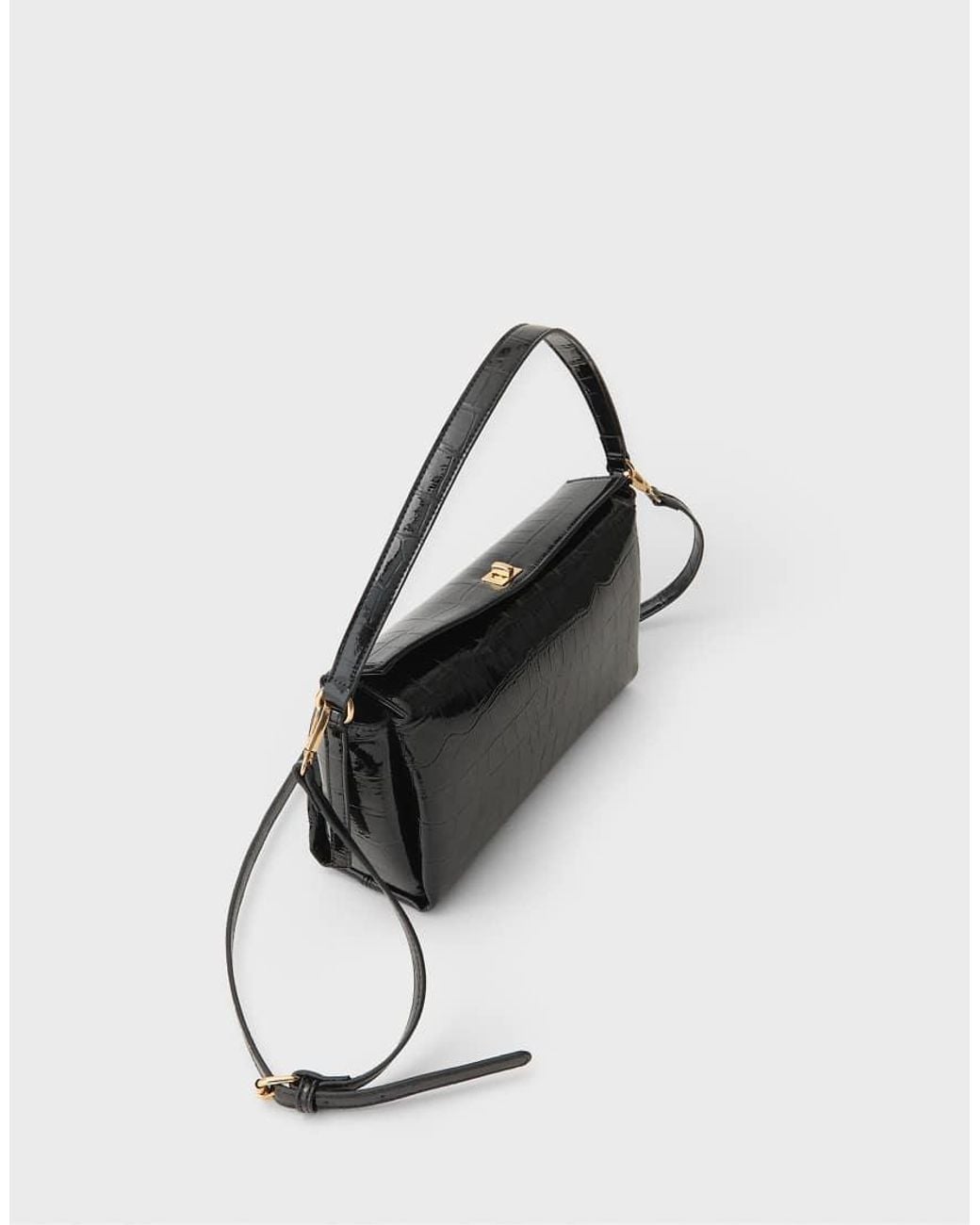 Stradivarius White Mock Croc Shoulder Bag