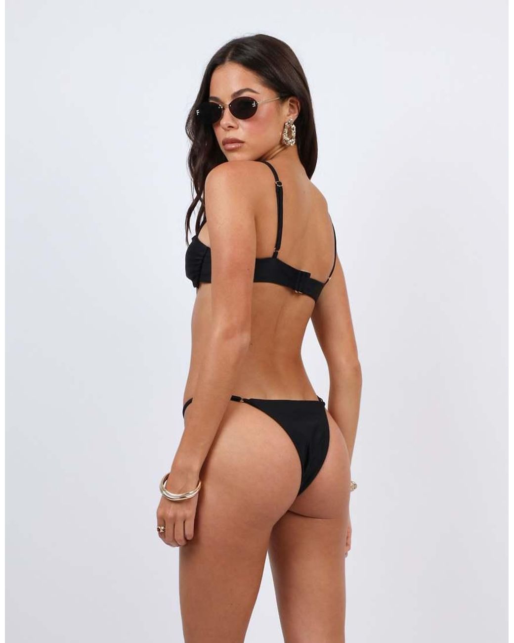 SIMMI Black Thin Strap Bikini Bottoms