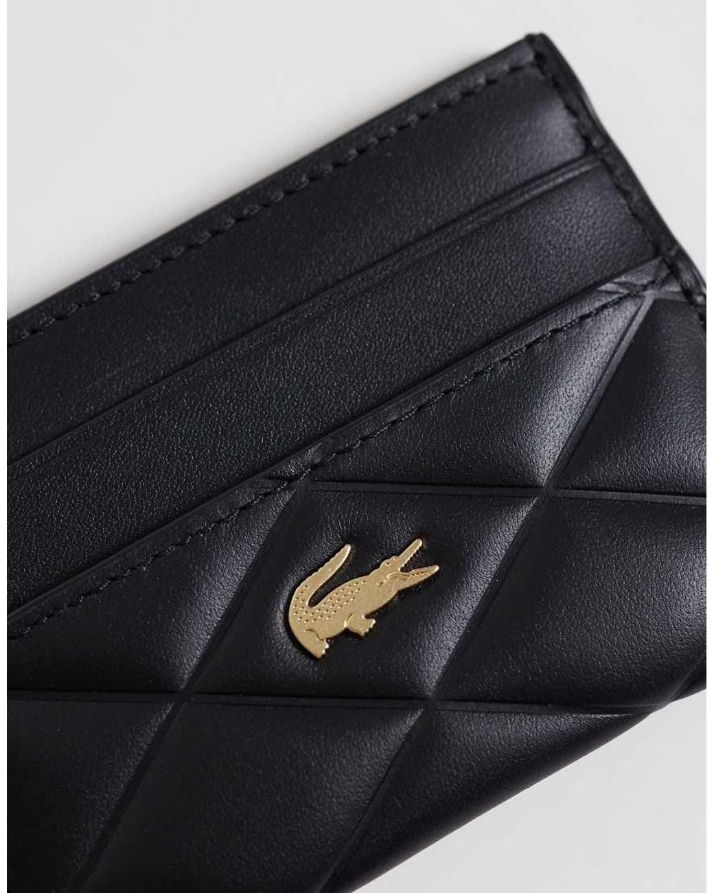 Lacoste Blue Croc Detail Quilted Leather Cardholder