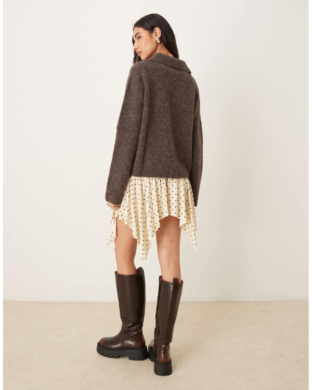 ASOS Natural Hanky Hem Asymmetric Mini Skirt