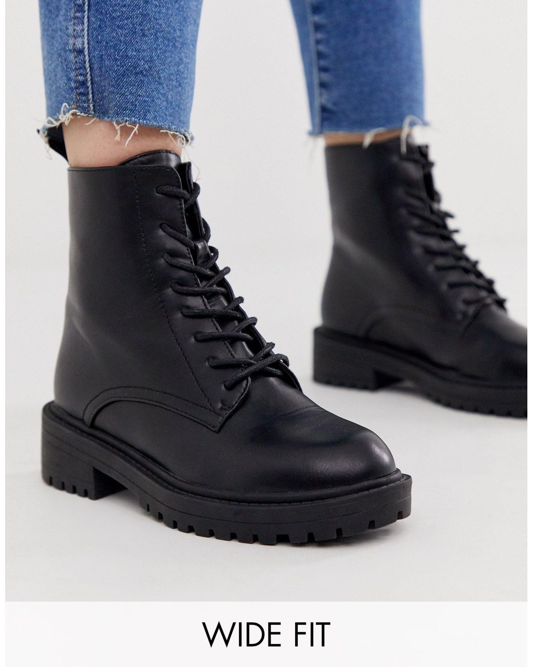 wide fit boots lace up
