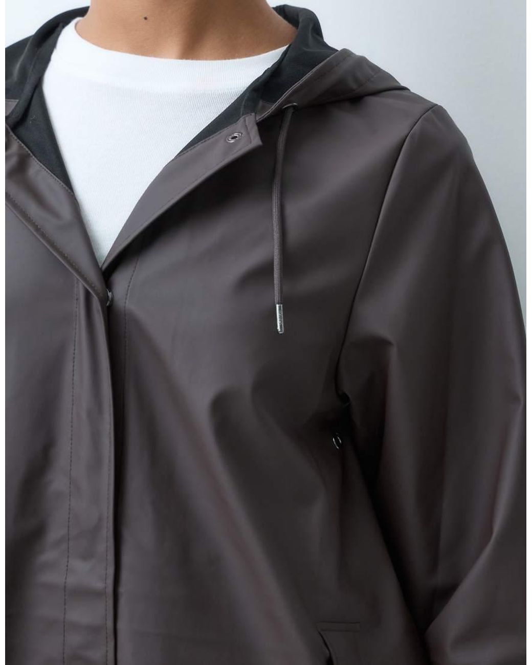 Rains Gray A-line Waterproof Hooded Long Jacket