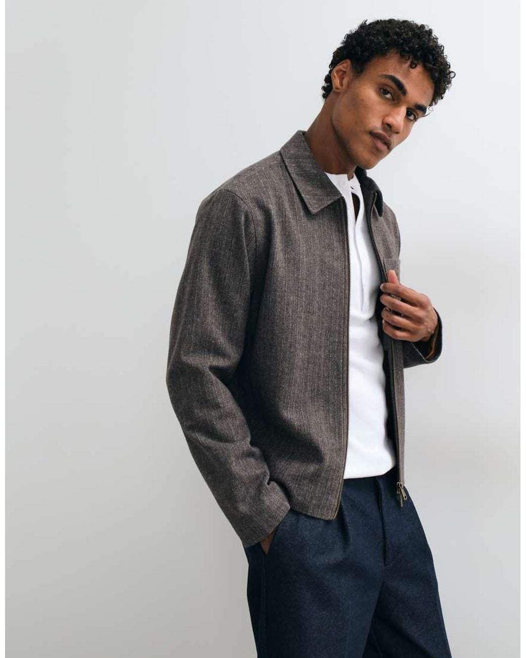 Jack & Jones Gray Double Zip Short Jacket for men