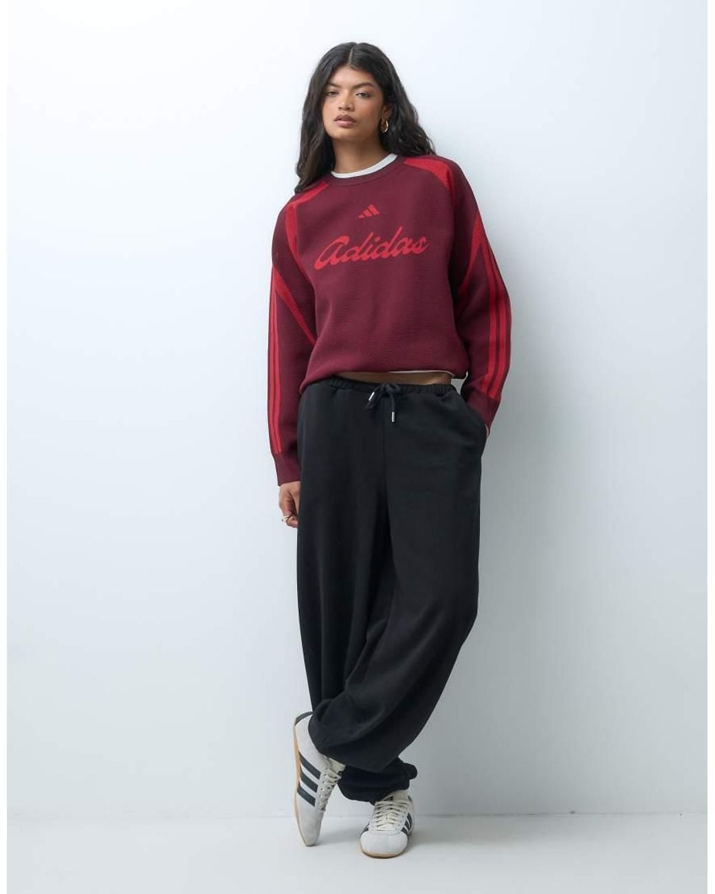 Adidas Originals Red Adidas Sportswsear Logo Jumper