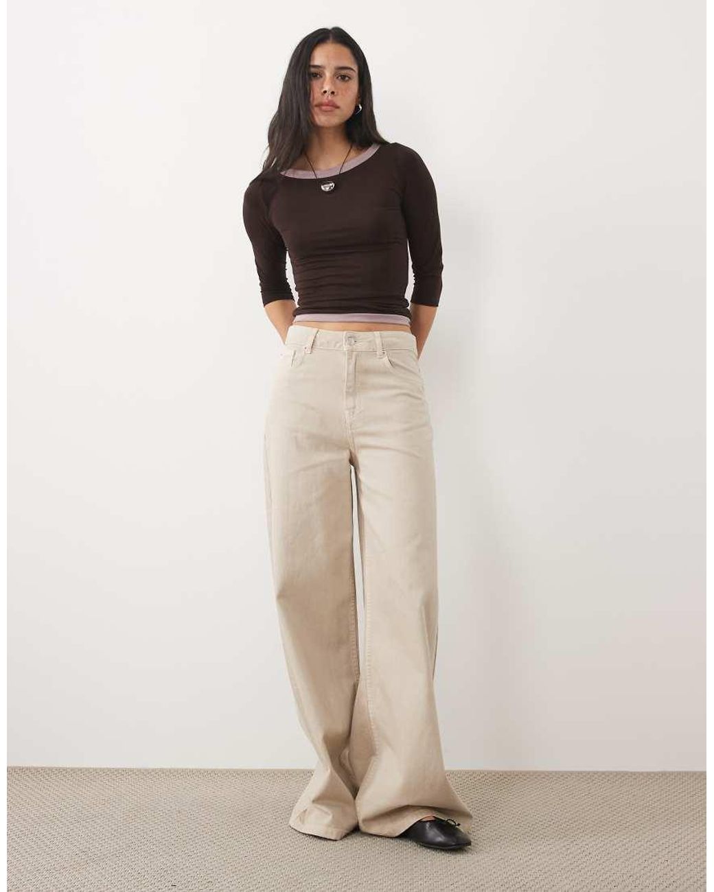 Motel Brown Yones Double Layer Long Sleeve Top