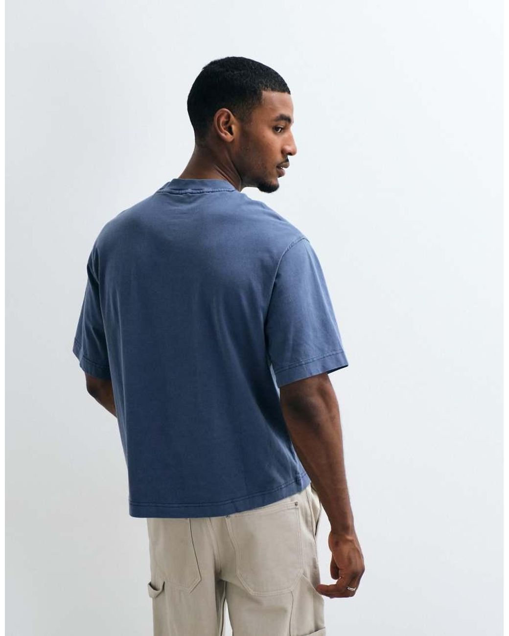 SELECTED Blue Heavyweight Washed T-shirt for men
