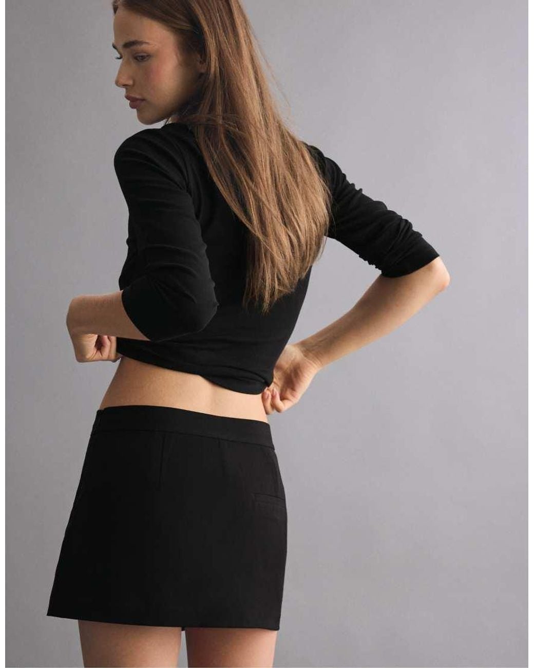 Stradivarius Black Crossover Mini Skort