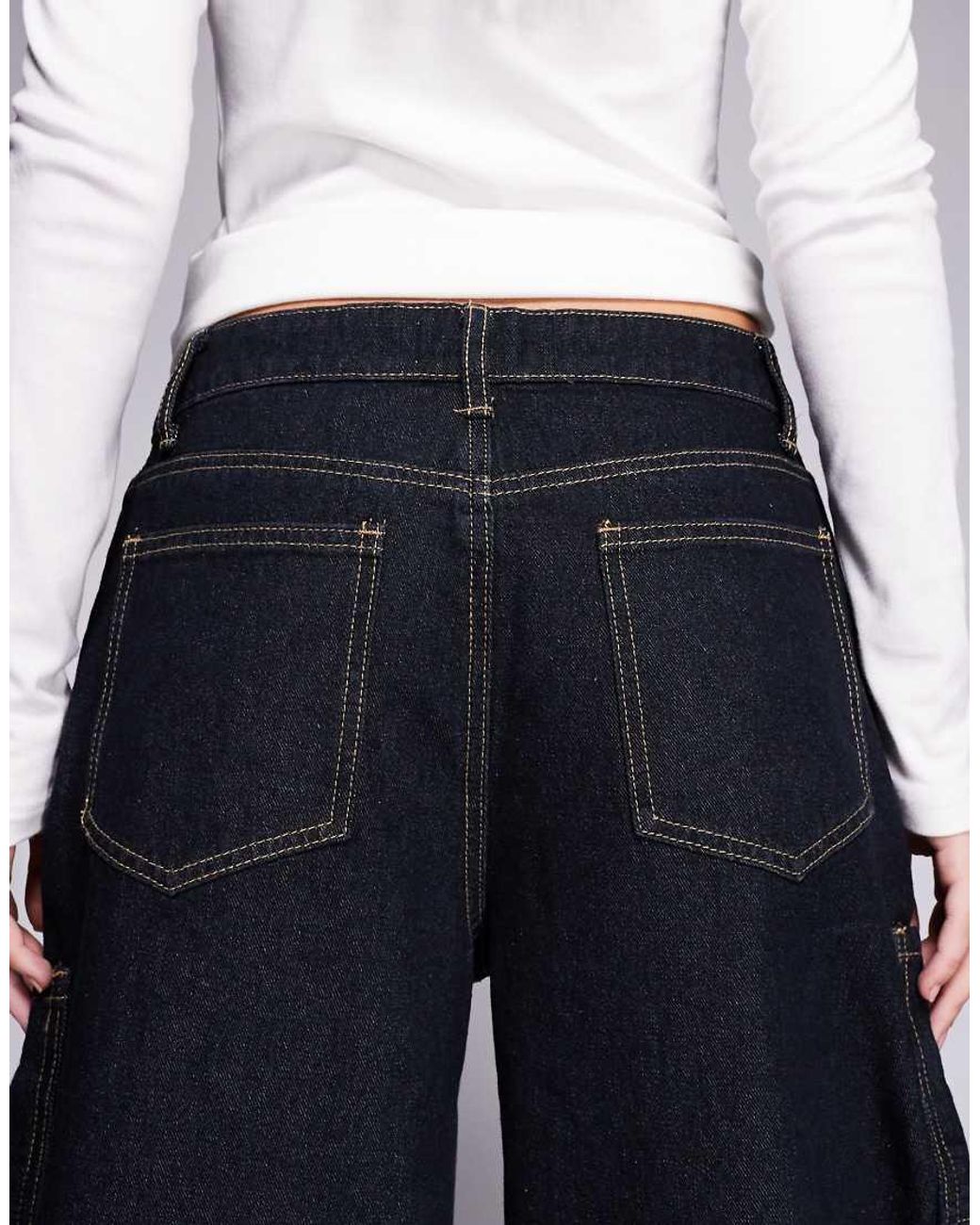 Edikted Blue Aden Contrast Stitch Barrel Jeans
