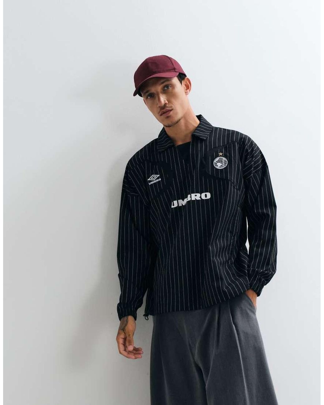 Umbro Black Pinstripe Drill Top for men