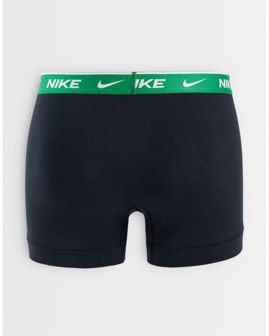 Nike Black Dri-fit Essential Cotton 3 Pack Boxer Briefs With Green Waistbands for men
