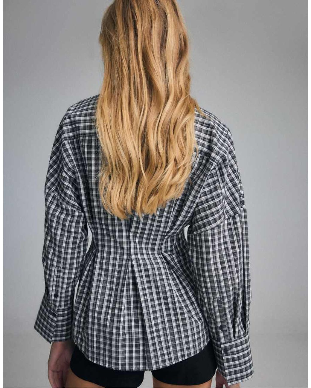 Stradivarius Gray Pleated Poplin Shirt