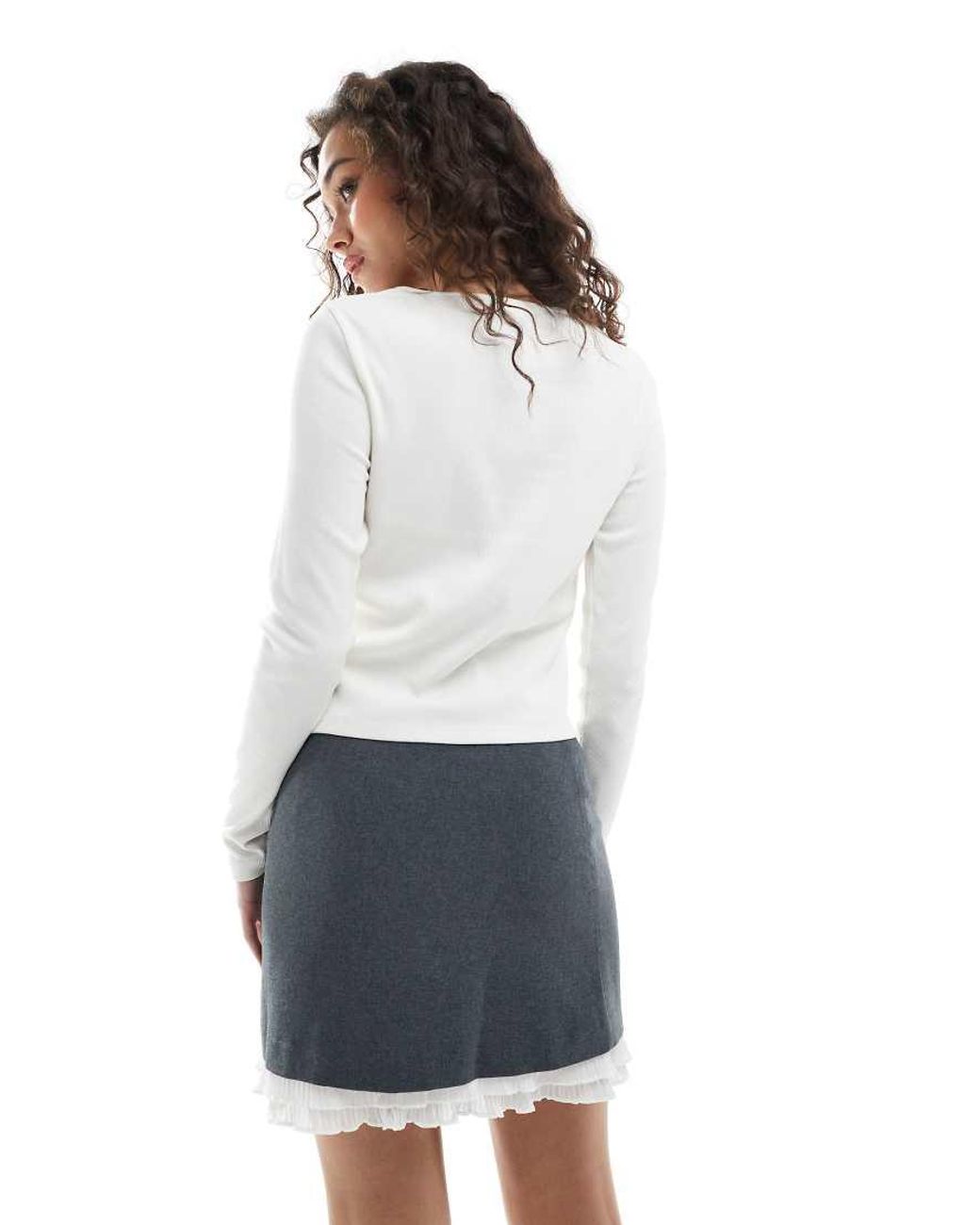 Gonna Sartoriale Grigia A Doppio Strato di Miss Selfridge in Blue