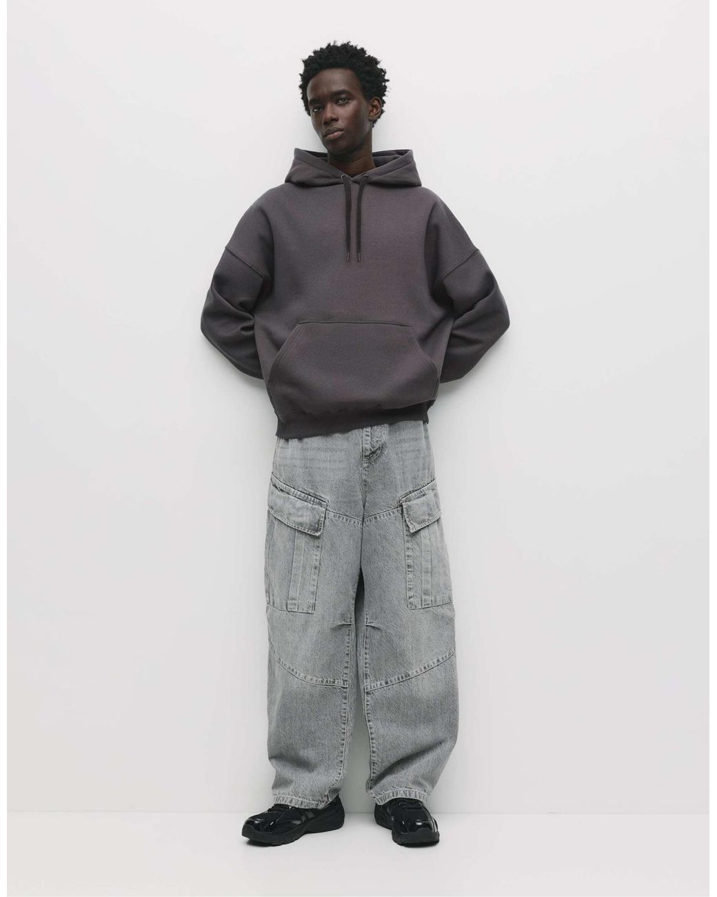 Pull&Bear – basic-kapuzenpullover in Gray für Herren