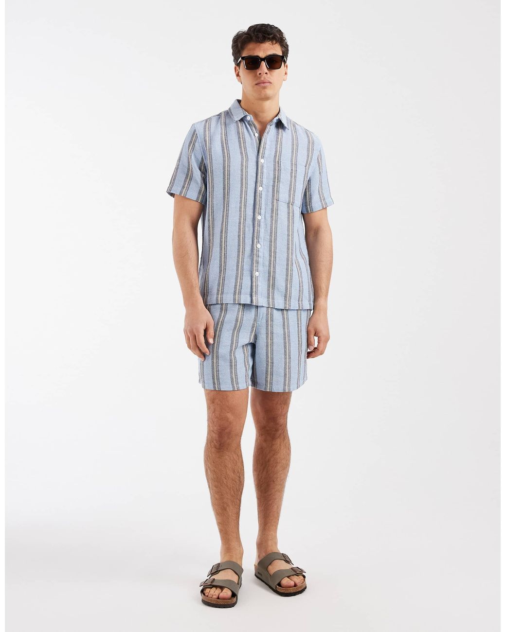 Short d'ensemble texturé mi-long ASOS pour homme en coloris Blue