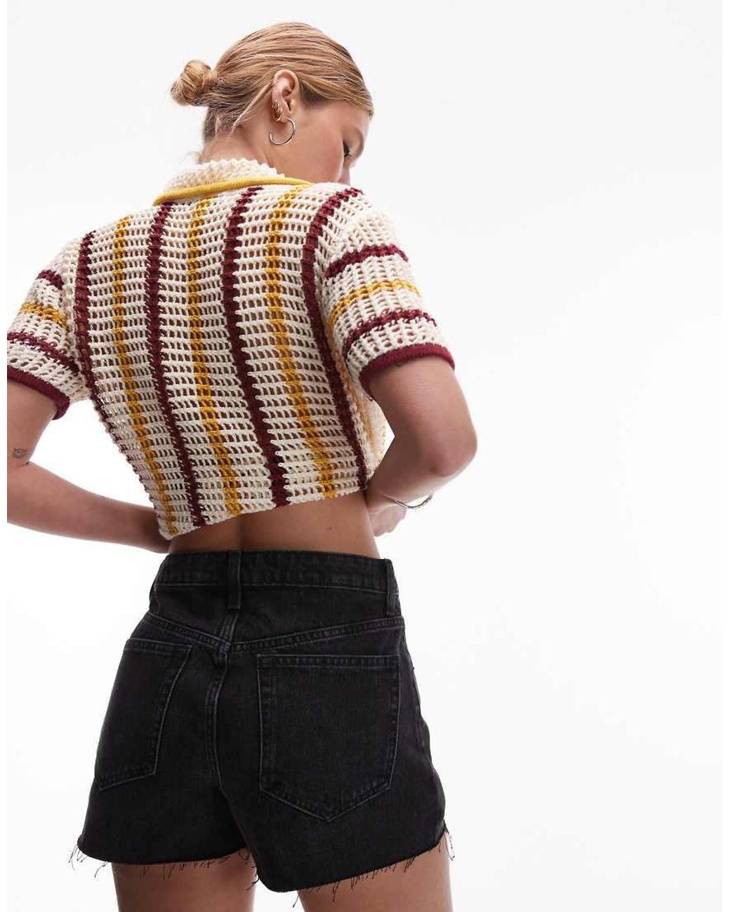 TOPSHOP White Denim A-line Shorts