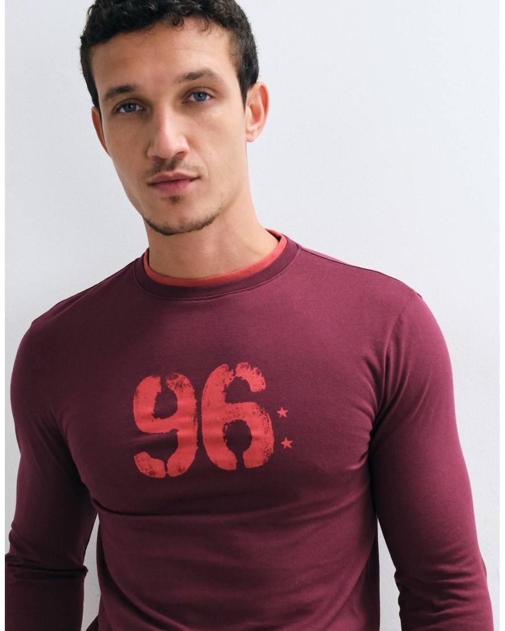 ASOS Red Slim Long Sleeve Double Layer T-shirt With Number Graphic for men