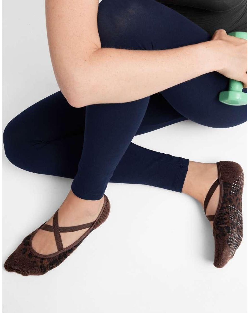 Calzedonia Brown Non-Slip Crossover Pilates Socks