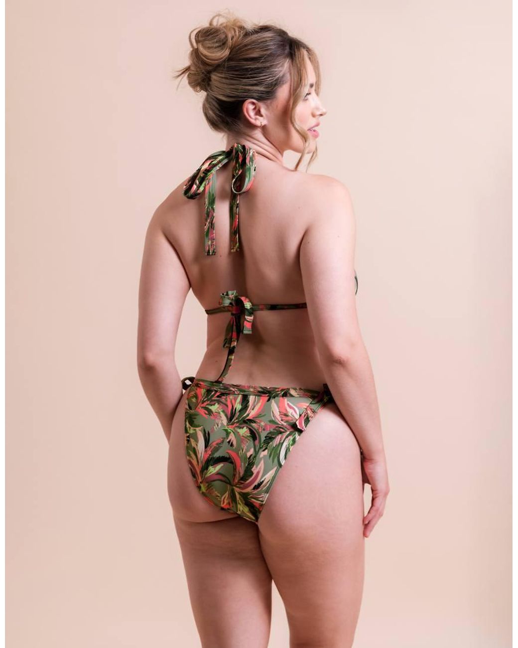 Curvy Kate Pink Sunset Palm String Bikini Top