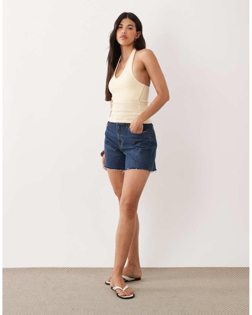 Gina Tricot Blue Double Lined Halterneck Top