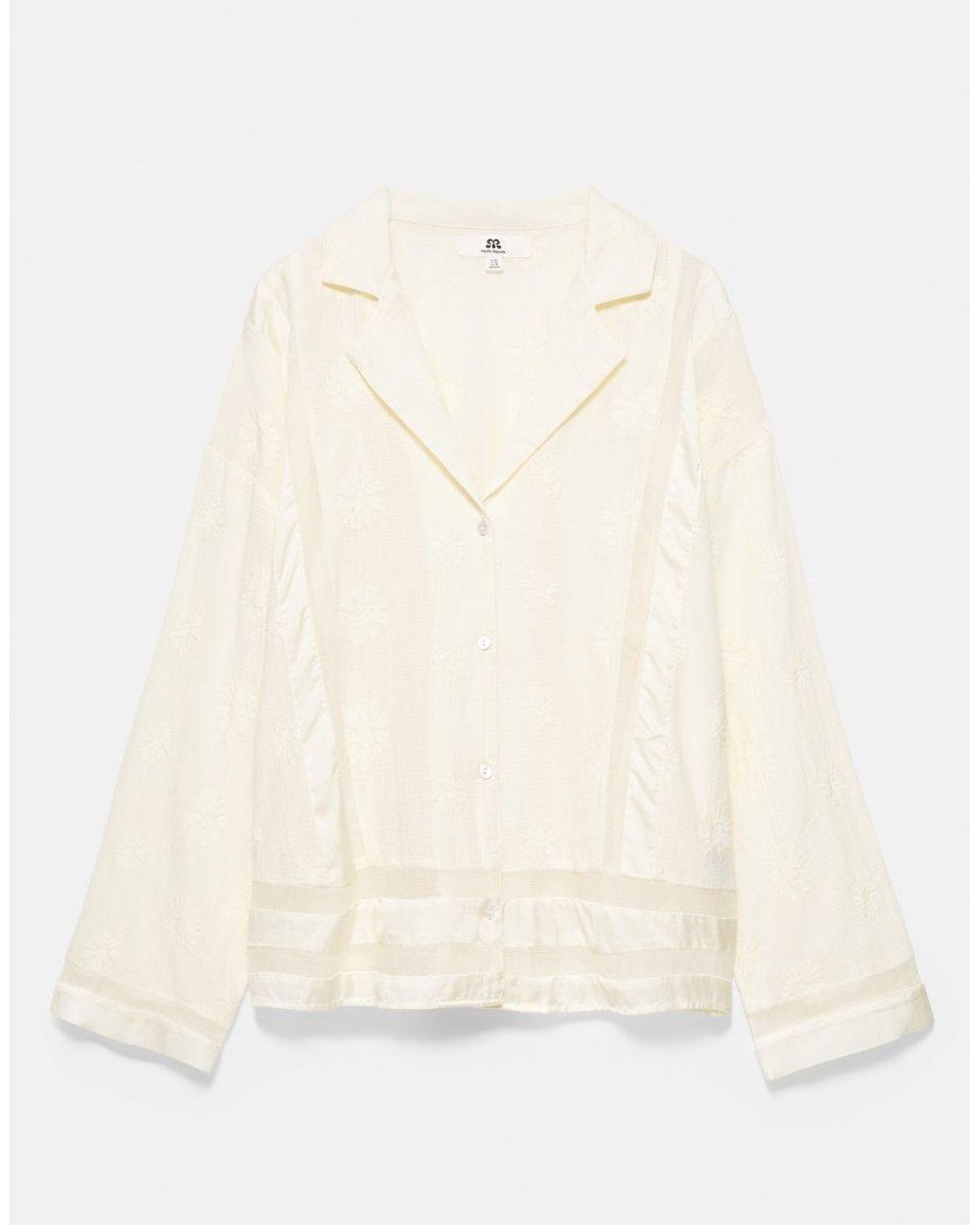 Pull&Bear Gray Floral Embroidered Shirt