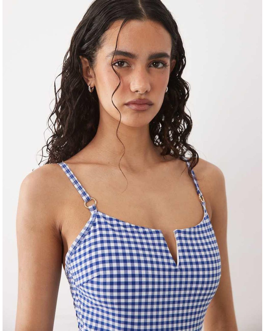 Accessorize Blue Gingham Print Swimsuit