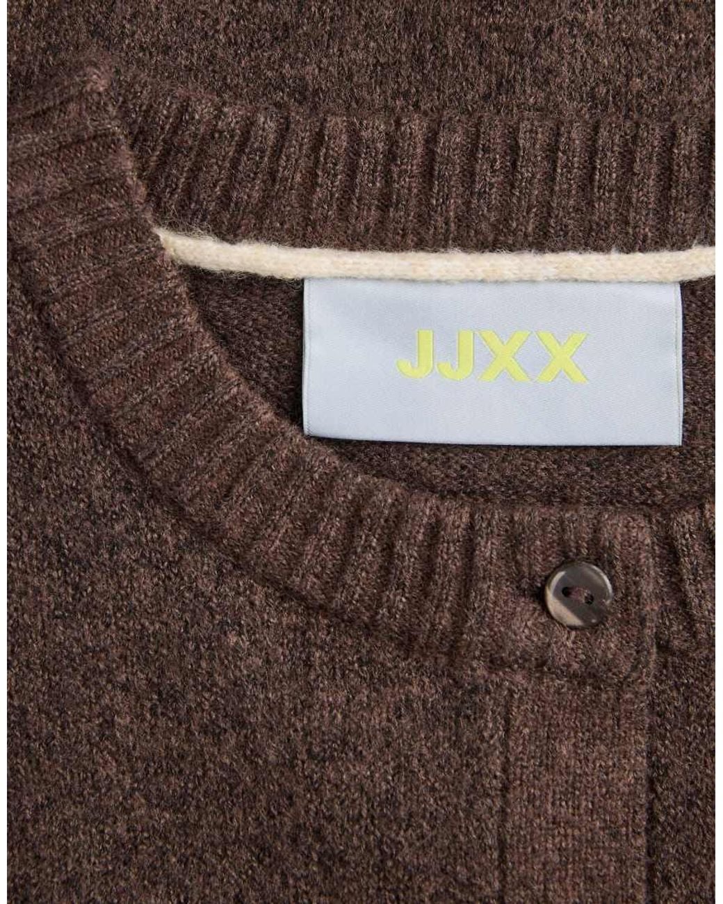 JJXX Purple Natalie Crew Neck Loose Fit Knitted Drop Shoulder Cardigan