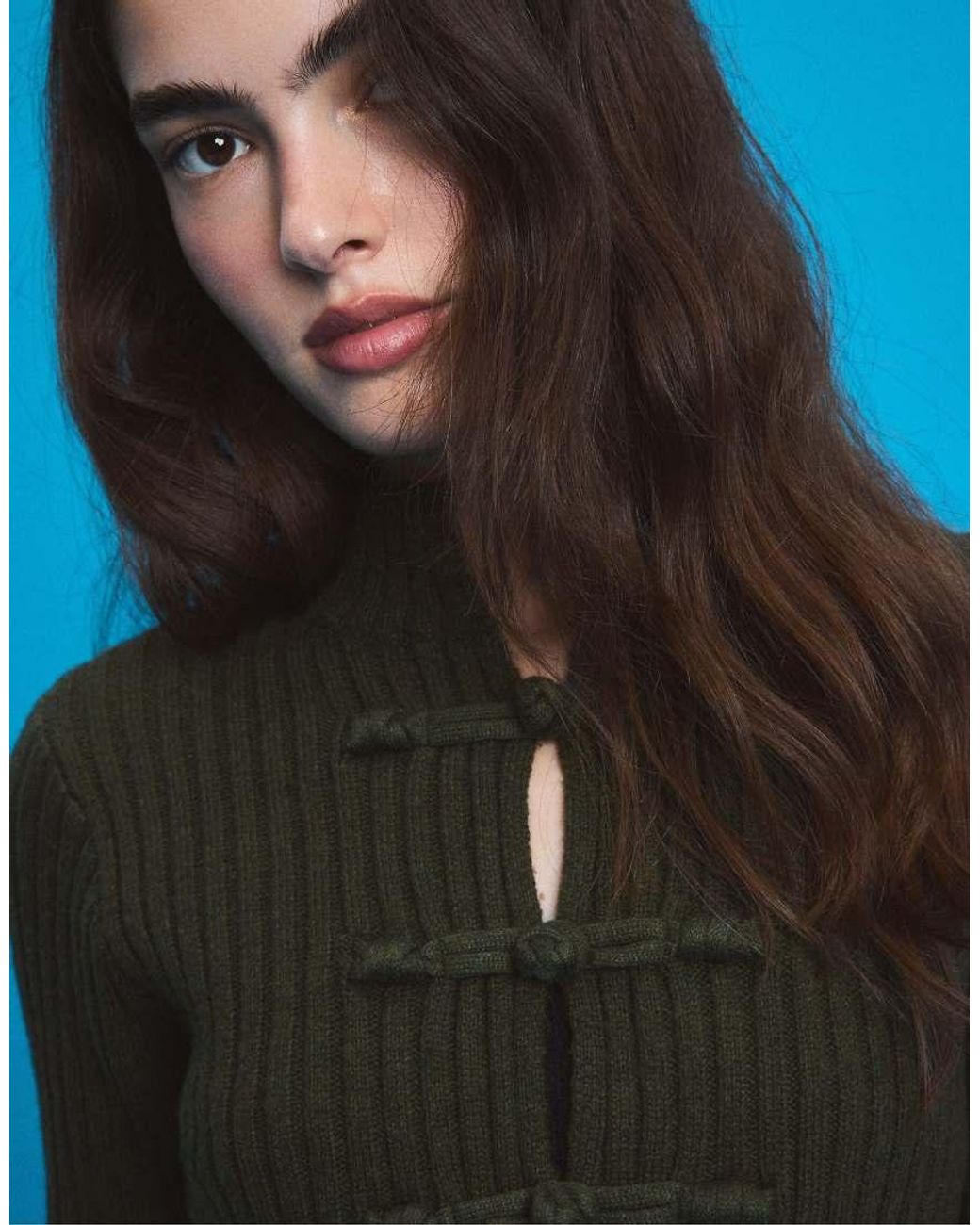 Stradivarius Blue Fringed Knit Cardigan