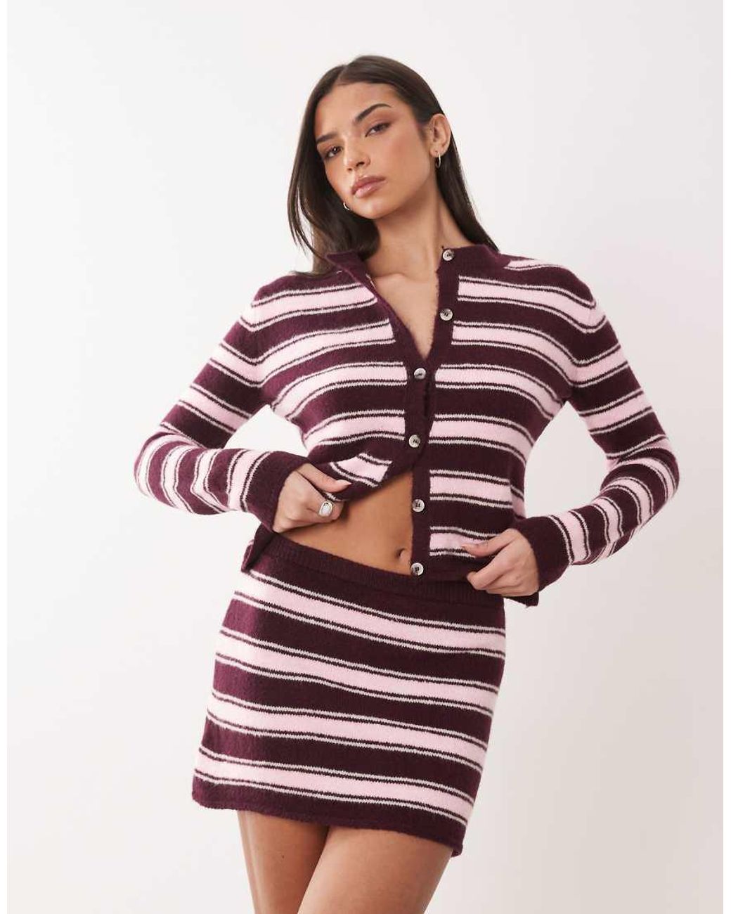 ASOS Gestreepte Gebreide Rok in het Red