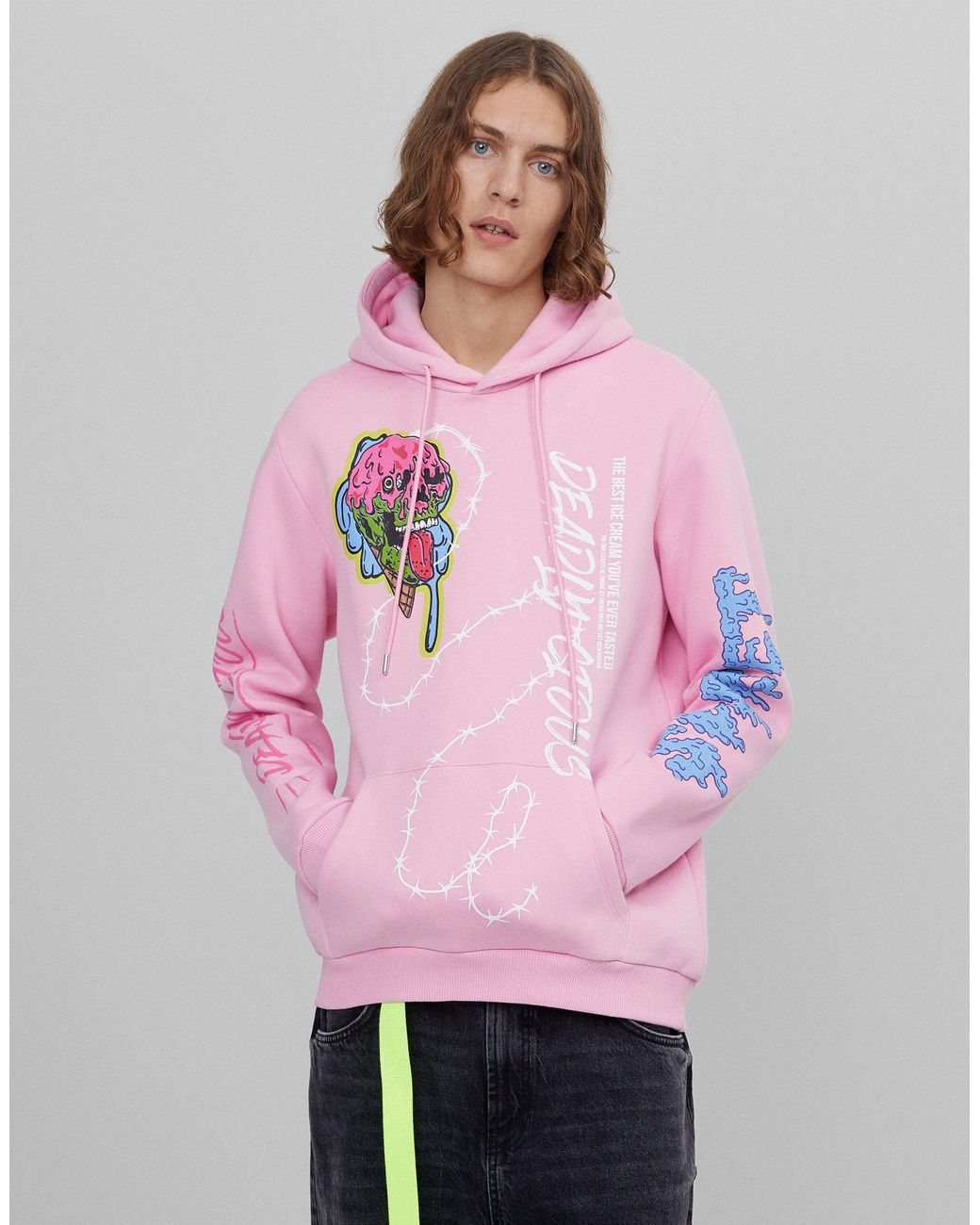 Bershka Graphic Hoodie With Chest & Back Print in Pink for Men | Lyst  Australia