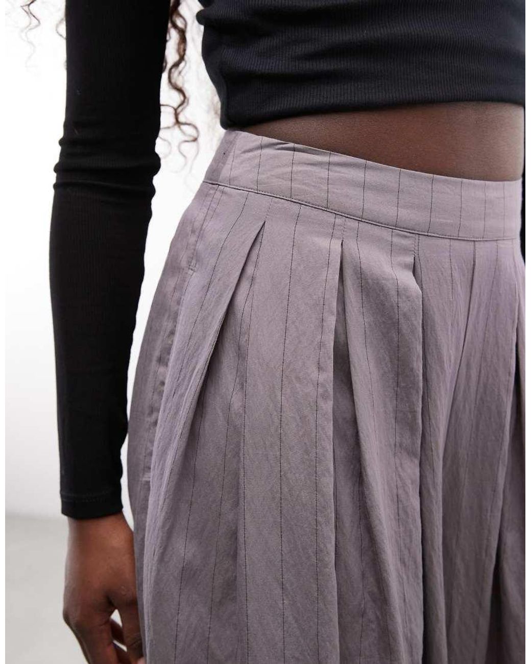 ASOS Purple Tie Cuff Detail Soft Barrel Striped Trouser