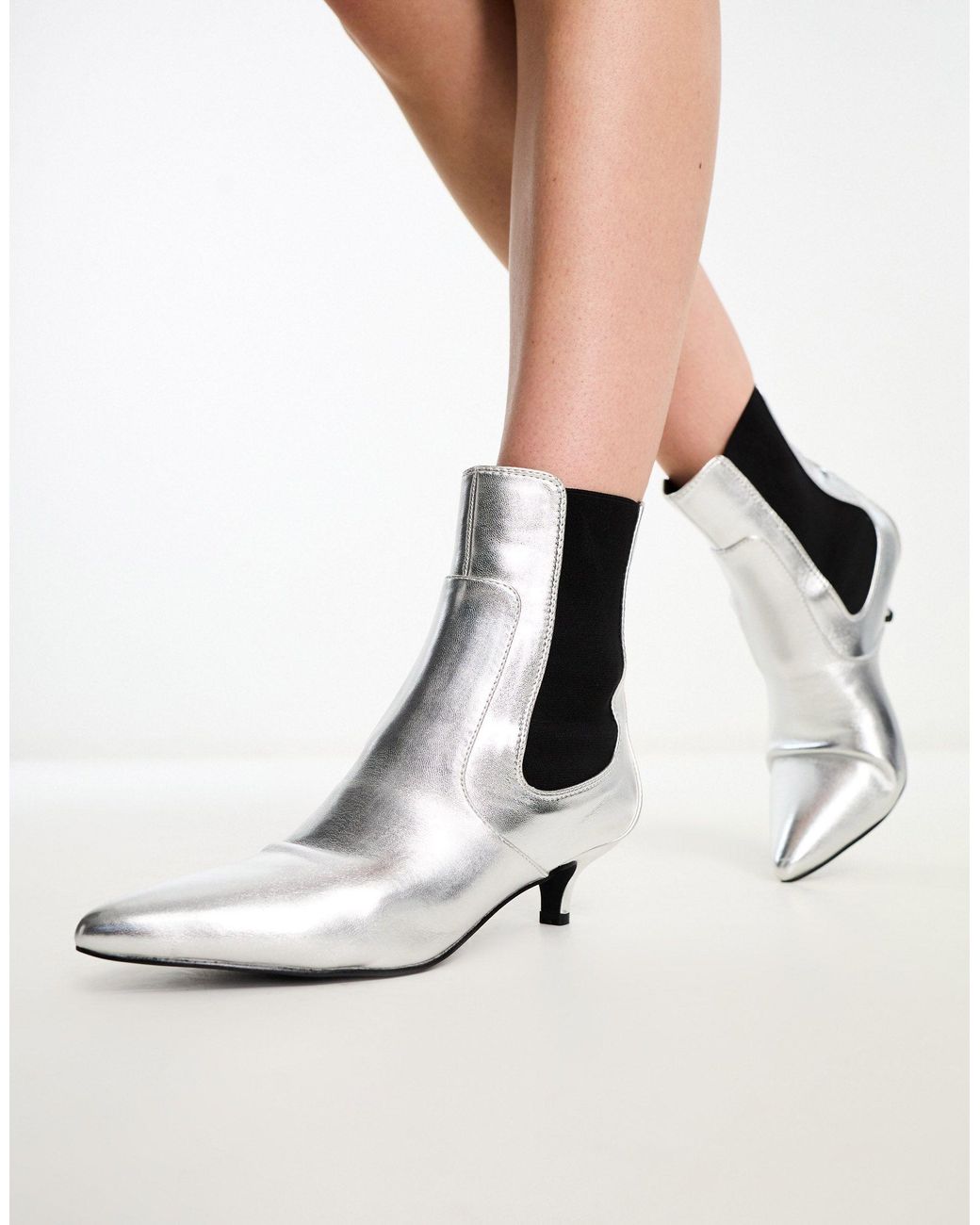 Raid Cedar Kitten Heeled Ankle Boot in White Lyst