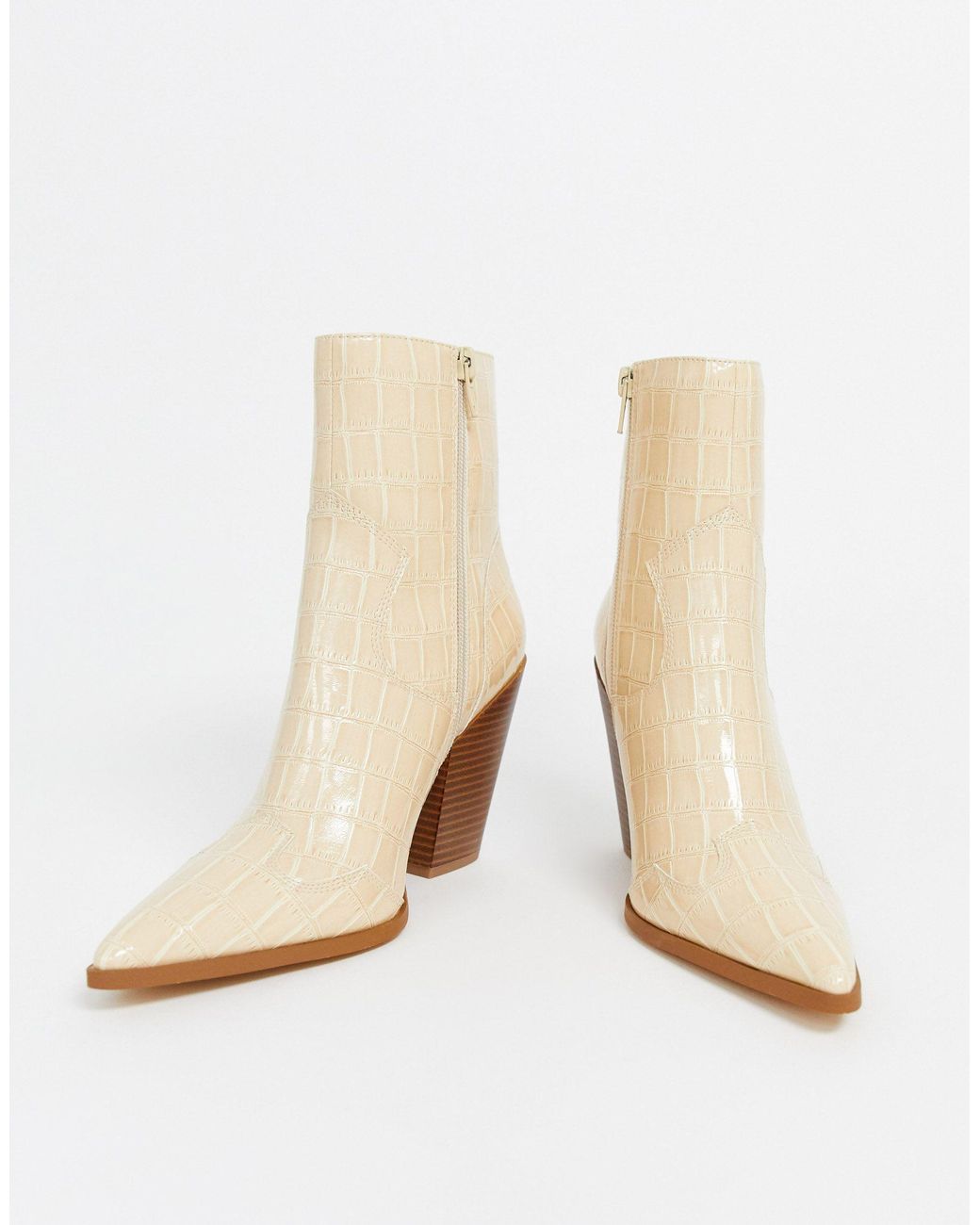 beige western ankle boots
