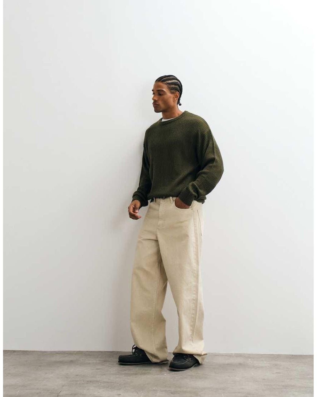 JJ Rebel Green Crew Neck Structured Jumper for men